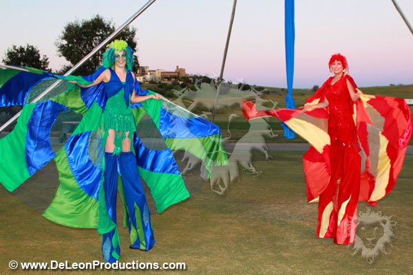 New Flowing Stilt Costumes and Aerialist at Santaluz